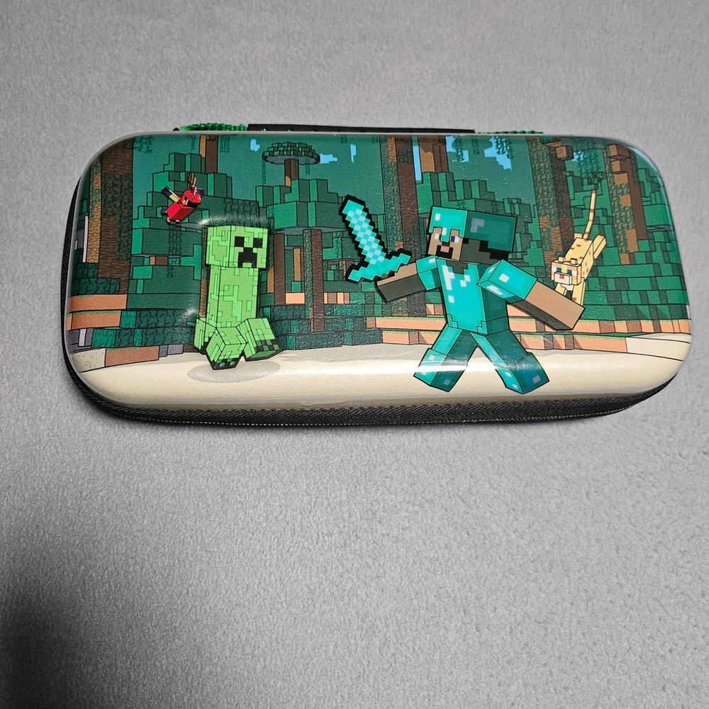 Minecraft Nintendo Switch Carrying Case Steve Creeper Hardshell Travel Bag Green